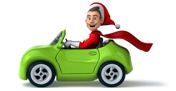 Santa claus in auto — Stockfoto