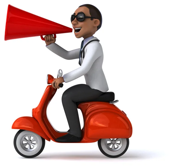 Fun doctor on scooter — Stock Photo, Image
