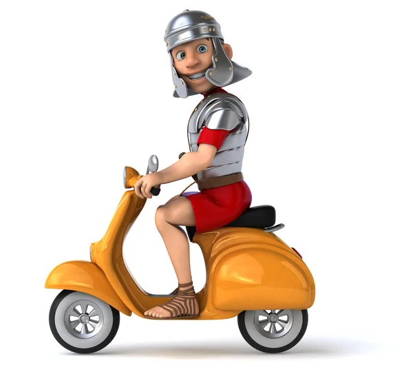 Веселий римський солдат на скутері — стокове фото