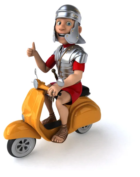 Zabawne rzymski żołnierz na skuter — Zdjęcie stockowe