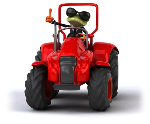 Fun cartoon frog in tractor — Stock Photo, Image