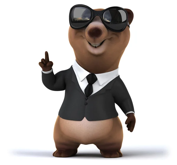 비즈니스 정장에 재미 있는 만화 곰 — 스톡 사진
