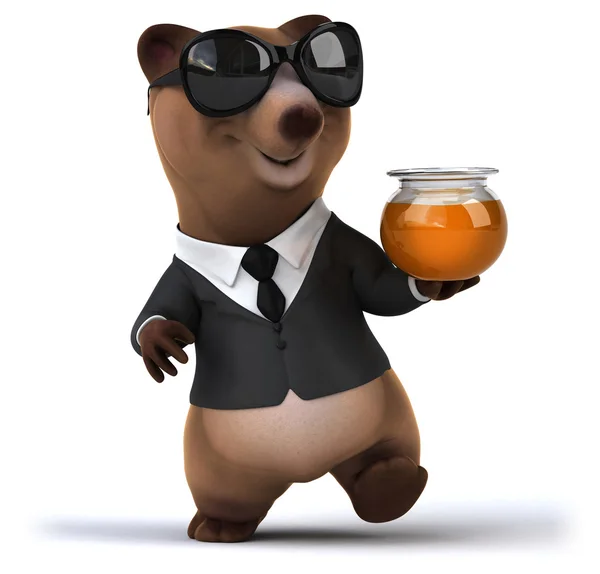 Веселий мультяшний ведмідь у діловому костюмі — стокове фото