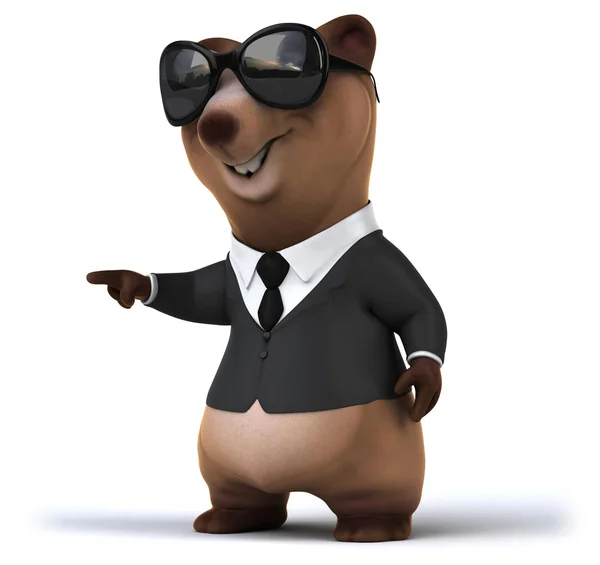 Fun cartoon bear in business suit — Stock Photo, Image