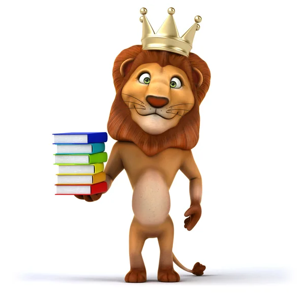 Lion amusant avec des livres — Photo