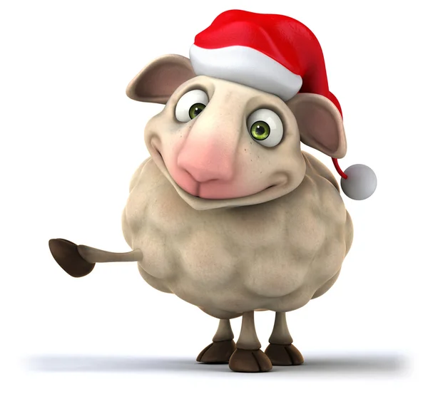 Fun bande dessinée moutons avec santa chapeau — Photo