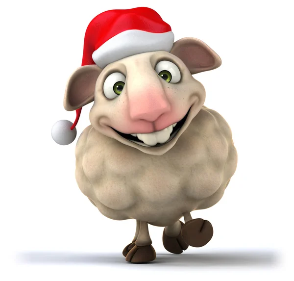 Fun cartoon sheep with santa hat — Stock Photo, Image