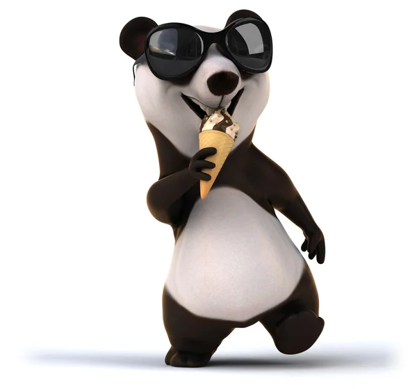 Fun panda with ice cream — Stock Photo, Image