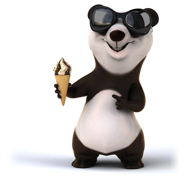 Fun panda with ice cream — Stock Photo, Image