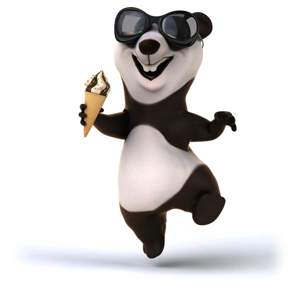 Fun panda with ice cream — Stock Photo, Image