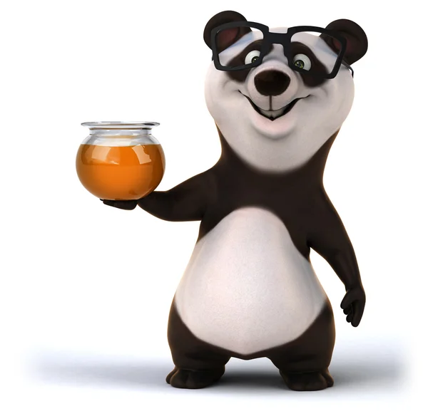 Fun panda with honey — Stock Photo, Image