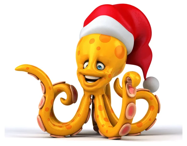 Fun octopus wearing santa hat — Stock Photo, Image