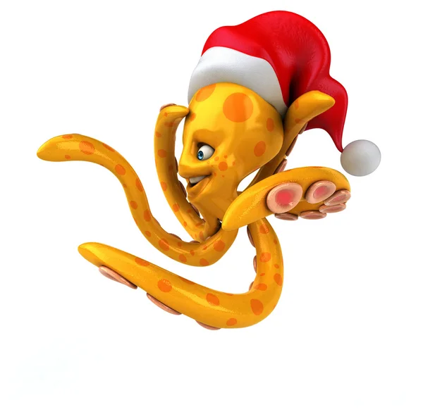 Fun octopus in santa hat — Stock Photo, Image