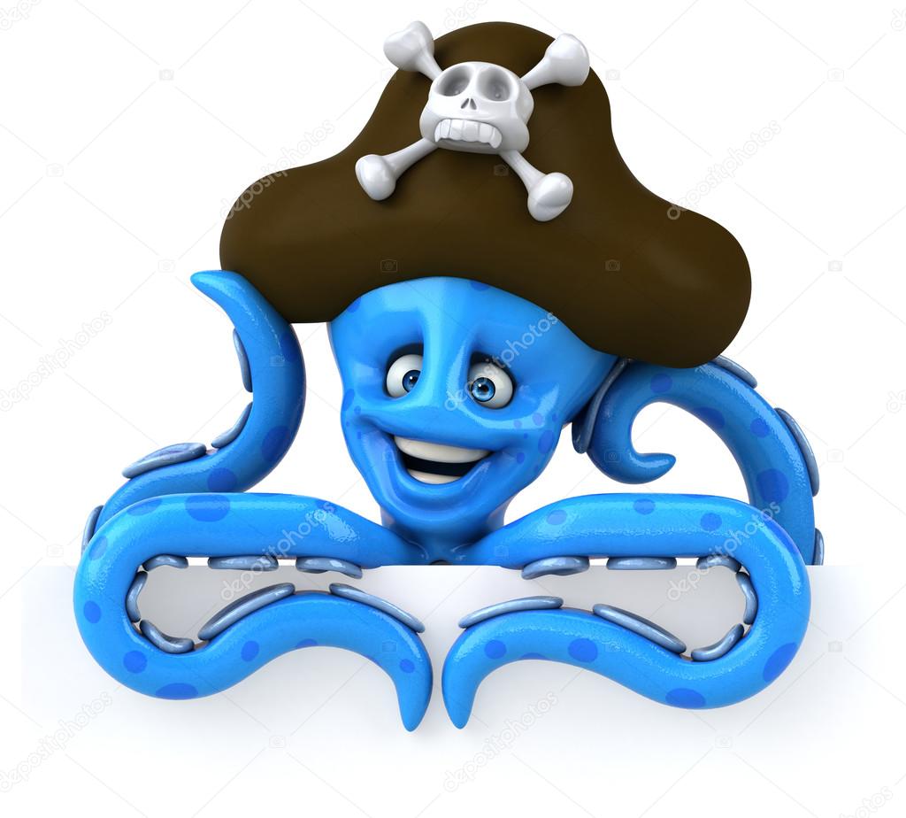Fun octopus wearing pirate hat