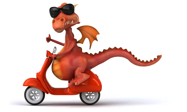 Dragão divertido em scooter — Fotografia de Stock