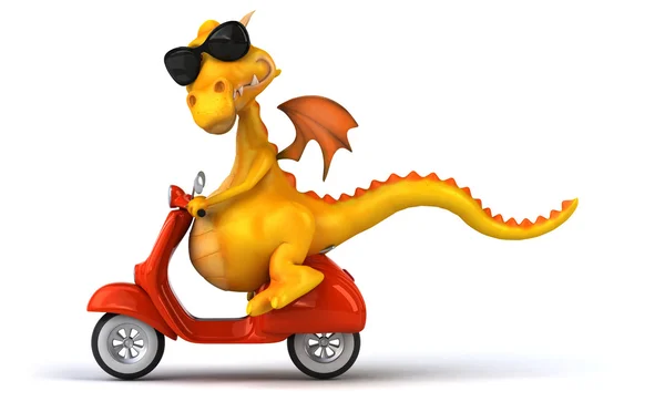 Fun dragon on scooter — Stock Photo, Image