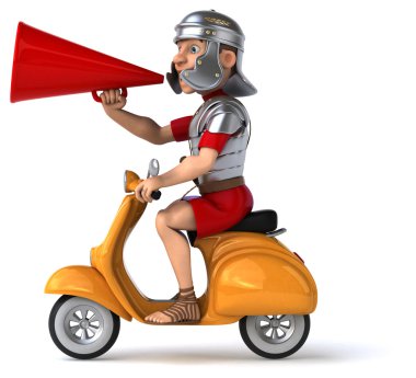 Scooter üzerinde eğlenceli Romalı asker