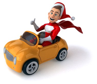 Araba eğlenceli Noel Baba'ya