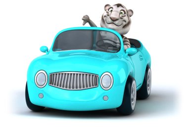 Arabada eğlenceli kaplan