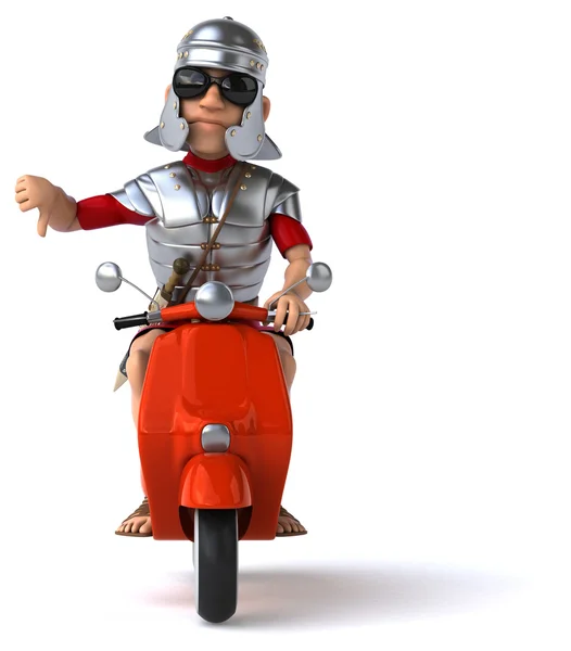 Leuk Romeinse soldaat op scooter — Stockfoto