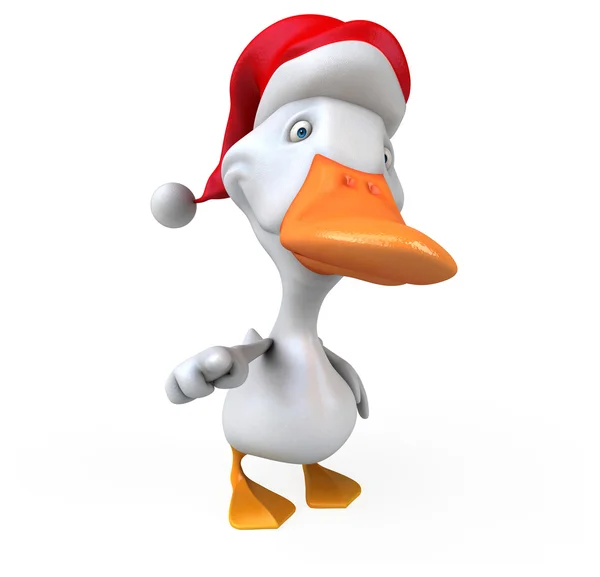 Fun duck wearing santa hat — Stock Photo, Image