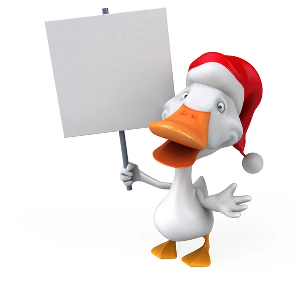 Fun duck wearing santa hat — Stock Photo, Image