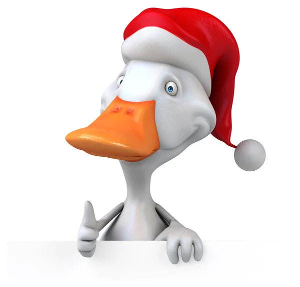 Fun duck wearing santa hat — Stock Photo, Image