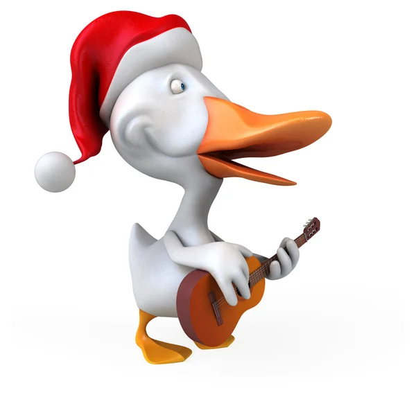 Fun duck wearing santa hat — Stock Photo, Image