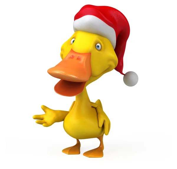 Lustige Ente mit Weihnachtsmütze — Stockfoto