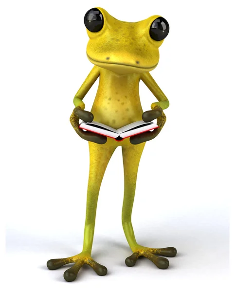 Funny frog with book — Stock Photo, Image
