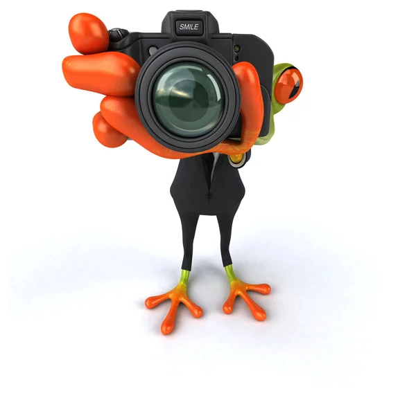 Rana divertida con cámara — Foto de Stock