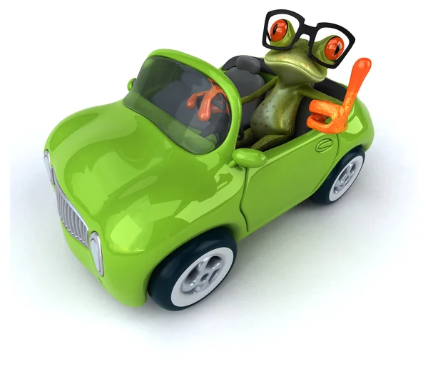 Zabawa żaba w samochodzie — Zdjęcie stockowe