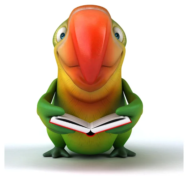 Perroquet amusant avec livre — Photo