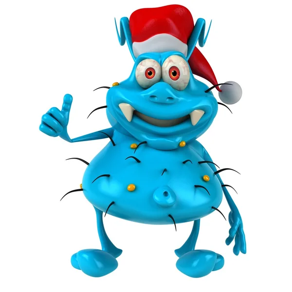 Noel Baba şapkası ile eğlenceli mikrop — Stok fotoğraf