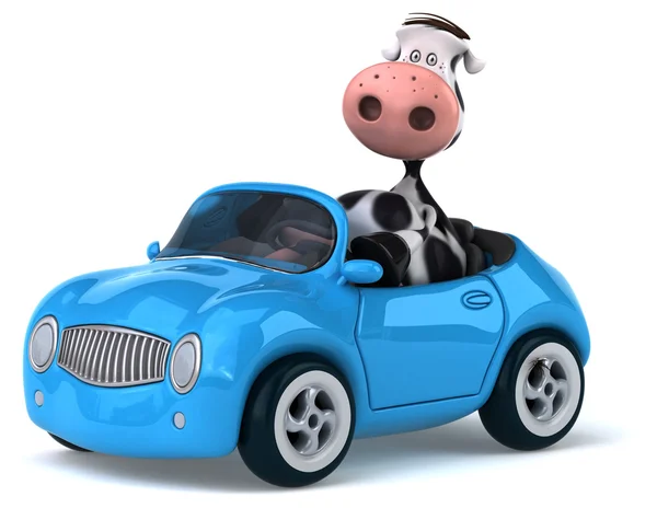 Vaca divertida en coche —  Fotos de Stock