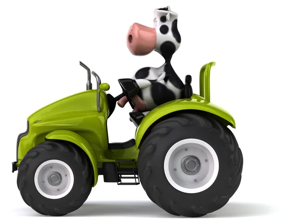 Zabawne krowy w ciągnik — Zdjęcie stockowe
