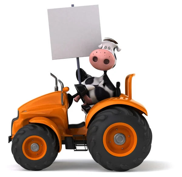 Vaca divertida en tractor —  Fotos de Stock