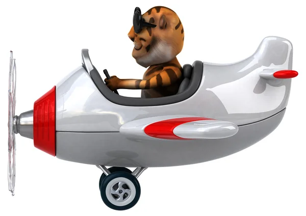 Веселый тигр в самолете — стоковое фото