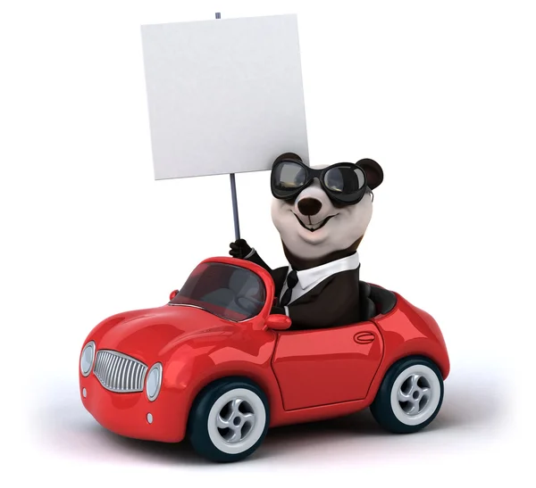 車で楽しい漫画パンダ — ストック写真