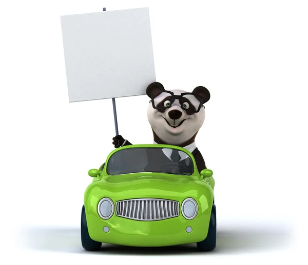 Divertente cartone animato panda in auto — Foto Stock