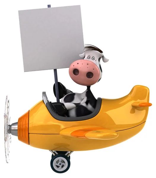 Funny cow in aeroplane — Stock Photo, Image
