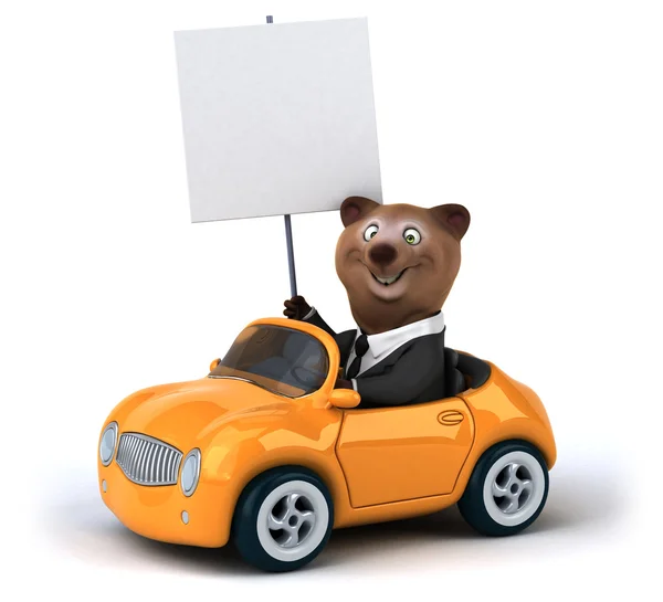 Urso engraçado no carro — Fotografia de Stock