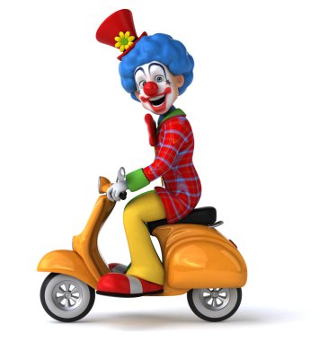 Scooter üzerinde eğlenceli palyaço