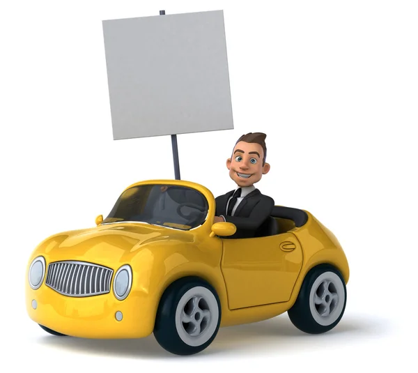 Fun auto met zakenman — Stockfoto