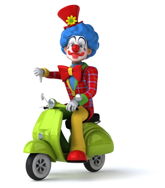 Веселий клоун на скутері — стокове фото