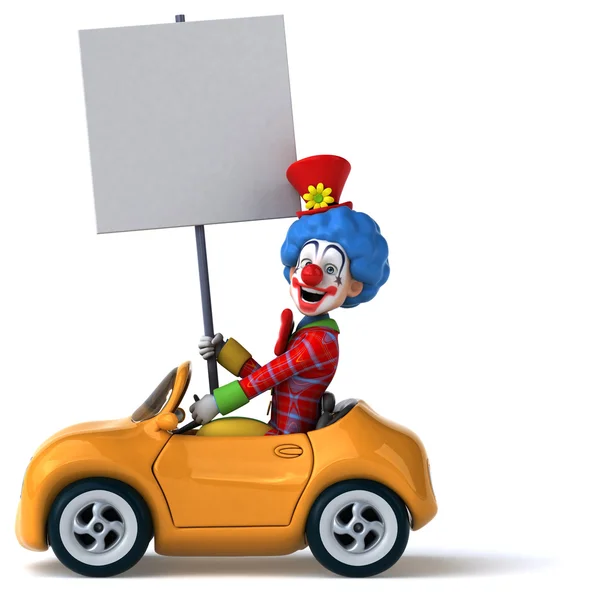 有趣的小丑，在车里 — 图库照片