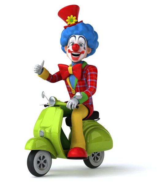 Fun clown on scooter — Stock Photo, Image