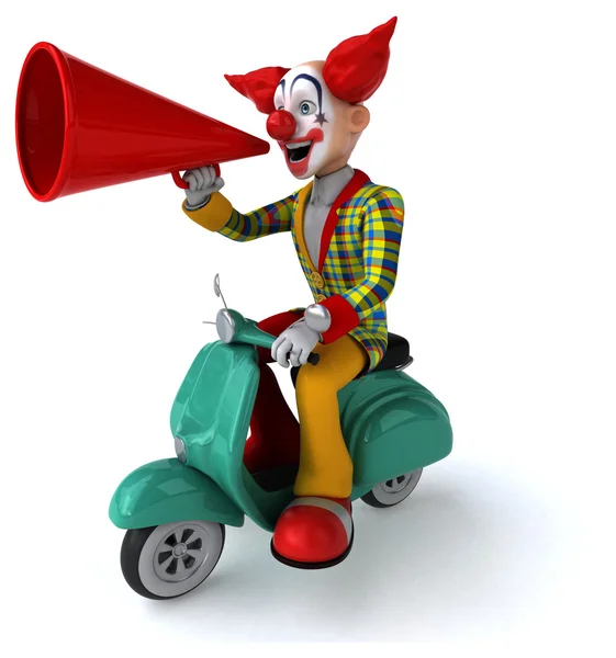 Clown divertente su scooter — Foto Stock