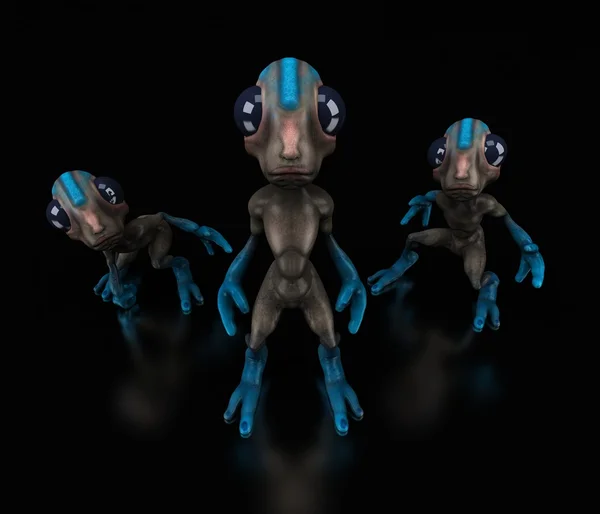 Tres extraterrestres de dibujos animados — Foto de Stock