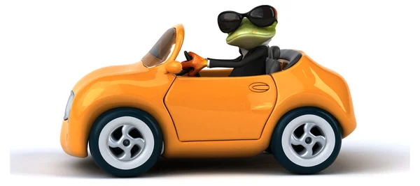 車で楽しいカエル — ストック写真